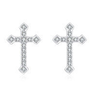 wholesale 925 Sterling Silver Elegant Zircon Cross Earrings In Sterling Silver: Timeless Design For Everyday Elegance-undefined