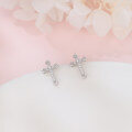wholesale 925 Sterling Silver Elegant Zircon Cross Earrings In Sterling Silver: Timeless Design For Everyday Elegance-0-1