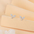 wholesale 925 Sterling Silver Elegant Whale Tail Stud Earrings Silver Zircon-paved Delicate Jewelry-0-4
