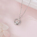 wholesale 925 Sterling Silver Elegant Solitaire Zircon Circular Pendant Necklace-0-2