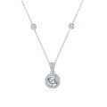wholesale 925 Sterling Silver Elegant Round Zircon Halo Pendant Necklace With Chain Accents-0-1