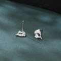 wholesale 925 Sterling Silver Elegant Silver Dolphin Earrings With Heart-shaped Zircon Accents-0-1