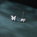wholesale 925 Sterling Silver Elegant Butterfly Marquise Zircon Earrings In Plated with White Gold-0-3