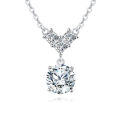 wholesale 925 Sterling Silver Elegant Four-leaf Clover Moissanite Pendant Necklace With Round Drop Charm-0-0