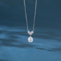 wholesale 925 Sterling Silver Elegant Four-leaf Clover Moissanite Pendant Necklace With Round Drop Charm-0-3