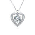 wholesale 925 Sterling Silver Elegant Heart-shaped Moissanite Pendant Necklace With Silver Chain: Timeless Beauty For Any Occasion-0-0