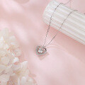 wholesale 925 Sterling Silver Elegant Heart-shaped Moissanite Pendant Necklace With Silver Chain: Timeless Beauty For Any Occasion-0-3