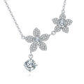 wholesale 925 Sterling Silver Elegant Silver Flower Necklace With Moissanite Accents And Delicate Petal Design-0-0