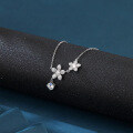 wholesale 925 Sterling Silver Elegant Silver Flower Necklace With Moissanite Accents And Delicate Petal Design-0-4