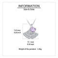wholesale 925 Sterling Silver Elegant Silver Pink Moissanite Fan-shaped Pendant Necklace With Sparkling Accents-0-2