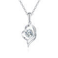 wholesale 925 Sterling Silver Elegant Heart-shaped Zircon Pendant Necklace With Silver Chain-0-0