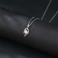 wholesale 925 Sterling Silver Elegant Heart-shaped Zircon Pendant Necklace With Silver Chain-0-3