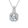 wholesale 925 Sterling Silver Elegant Zircon Halo Pendant Necklace In Plated with White Gold – Timeless Luxury Jewelry-0-0
