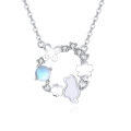 wholesale 925 Sterling Silver Enchanted Moonstone Cat Necklace With Floral Accents-0-0