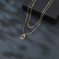 wholesale 925 Sterling Silver Elegant Plated With Gold Necklace Set With Chain And Rectangular Pendant-0-3