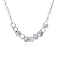 wholesale 925 Sterling Silver Geometric Faceted Bead Necklace With Symmetrical Design In Shiny Silver Finish-style