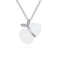 wholesale 925 Sterling Silver Elegant Pearl-like Flower Pendant Necklace With Zircon Accents-style