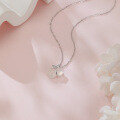 wholesale 925 Sterling Silver Elegant Pearl-like Flower Pendant Necklace With Zircon Accents-0-4