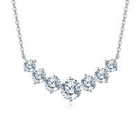 wholesale 925 Sterling Silver Elegant Zircon Necklace With Classic Curved Design-style