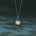 wholesale 925 Sterling Silver Elegant Plated With Gold Pearl Necklace With Zircon Accents-0-3