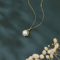 wholesale 925 Sterling Silver Elegant Plated With Gold Pearl Necklace With Zircon Accents-0-4