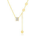 wholesale 925 Sterling Silver Elegant Plated With Golden Necklace With Zircon Accent And Love Charms-0-0