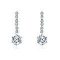 wholesale 925 Sterling Silver Elegant Moissanite Drop Earrings With Symmetrical Design And Graduated Stones-0-0