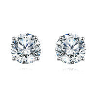 wholesale 925 Sterling Silver Elegant Brilliance: Classic Round Cut Moissanites In Four-prong Setting-style