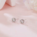 wholesale 925 Sterling Silver Classic Moissanite Earrings: Timeless Elegance In Plated with White Gold Setting-0-4