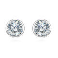wholesale 925 Sterling Silver Elegant Moissanite Stud Earrings In Platinum Setting-0-0