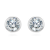 wholesale 925 Sterling Silver Elegant Moissanite Stud Earrings In Platinum Setting-style
