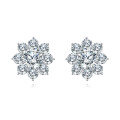 wholesale 925 Sterling Silver Elegant Floral Moissanite Cluster Earrings – Luxury Jewelry-0-0