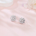 wholesale 925 Sterling Silver Elegant Floral Moissanite Cluster Earrings – Luxury Jewelry-0-4
