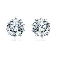 wholesale 925 Sterling Silver Elegant Six-prong Solitaire Moissanite Stud Earrings-style