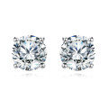 wholesale 925 Sterling Silver Elegant Round Brilliant Cut Moissanite Stud Earrings With Four-prong Setting-0-0