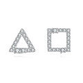 wholesale 925 Sterling Silver Elegant Zircon Triangle And Square Stud Earrings In Plated with White Gold-0-0