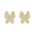 wholesale 925 Sterling Silver Elegant Plated With Gold Butterfly Zircon Earrings With Sparkling Pavé Setting-0-0