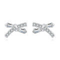 wholesale 925 Sterling Silver Elegant Zircon Bow Earrings In Plated with White Gold-0-0