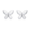 wholesale 925 Sterling Silver Symmetric Silver Butterfly Earrings: Elegant Metallic Jewelry Design-0-0