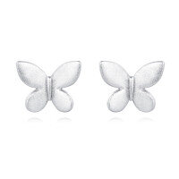 wholesale 925 Sterling Silver Symmetric Silver Butterfly Earrings: Elegant Metallic Jewelry Design-style