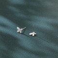 wholesale 925 Sterling Silver Symmetric Silver Butterfly Earrings: Elegant Metallic Jewelry Design-0-3
