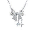 wholesale 925 Sterling Silver Zircon Heart Bow Necklace With Starfish Charm – Elegant Coastal Luxury-0-0