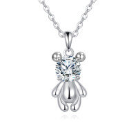 wholesale 925 Sterling Silver Elegant Zircon Flower Pendant Necklace With Sterling Silver Chain-style