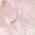 wholesale 925 Sterling Silver Elegant Zircon Flower Pendant Necklace With Sterling Silver Chain-0-4