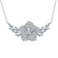 wholesale 925 Sterling Silver Elegant Moissanite Floral Necklace: Sparkling Luxury Jewelry Piece-0-0
