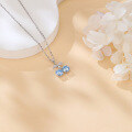 wholesale 925 Sterling Silver Cherry Blossom Blue Sapphire Sterling Silver Pendant Necklace-0-3