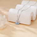 wholesale 925 Sterling Silver Cherry Blossom Blue Sapphire Sterling Silver Pendant Necklace-0-4