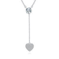 wholesale 925 Sterling Silver Elegant Moissanite Heart Pendant Necklace: Timeless Luxury Jewelry Piece-style