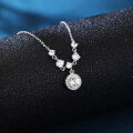 wholesale 925 Sterling Silver Elegant Moissanite Necklace With Cascading Solitaire Drops And Halo Pendant-0-3