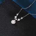 wholesale 925 Sterling Silver Elegant Moissanite Necklace With Cascading Solitaire Drops And Halo Pendant-0-4